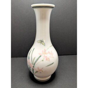Vintage Liling Vase Hand Painted Floral Fine Porcelain 8 Inches Tall China